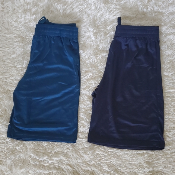 Other - 2 Pairs Of NWOT Boys Athletic Basketball Shorts Size Large Navy Blue & Teal Blue